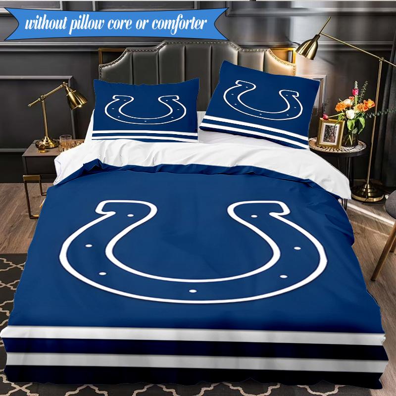Indianapolis Colts Logo 3pcs Bedding,Including 1pc Duvet Cover And 2pcs Pillowcases Perfect for Christmas,Ideal for Bedroom, Dormitory