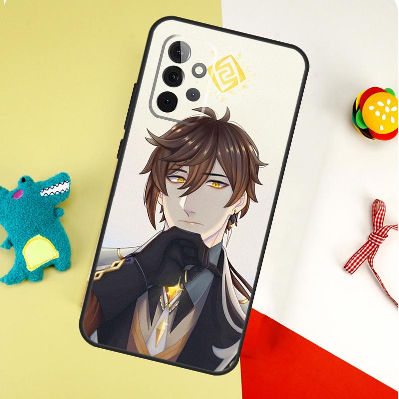 Чехол для телефона Zhongli Genshin Impact для Samsung Galaxy A55 A35 A15 A54 A34 A14 A53 A33 A13 A05 A06 A16 A22 A32 A52