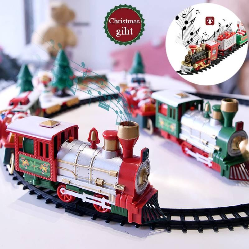 Красочный электрический набор игрушечной железной дороги со светом, музыкой и праздничным настроением для детей