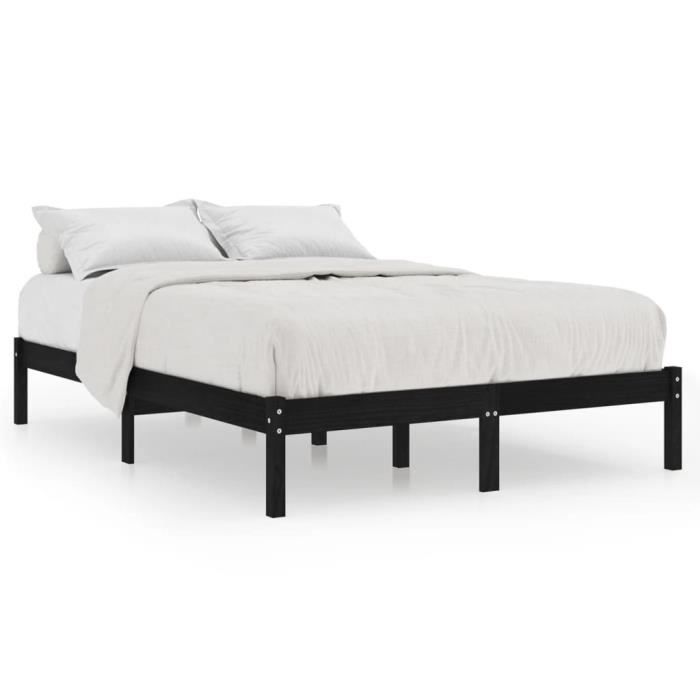 VidaXL Bed Frames Black Solid Wood 150x200 Cm Extra Large 810026
