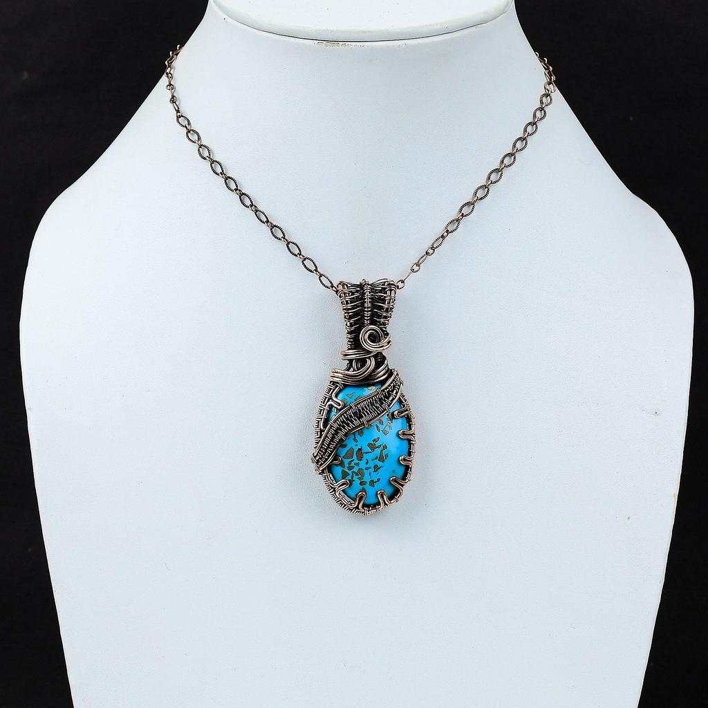 Ювелирные изделия ручной работы с подвеской из чистой медной проволоки из бирюзового камня для нее