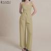 ZANZEA Women Sleeveless Tank Tops and Pants Summer Two Piece Suit Sets