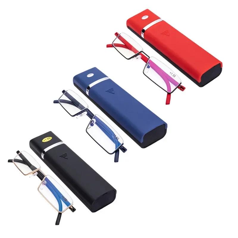 Far-sighted Glasses with Box Portable Business Women And Men Half-frame Eyeglasses Finished Optical-grade Hyperopia Eyewear Diopters To +4.0