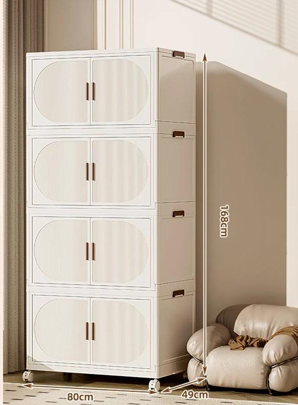 Folding Storage Box Storage Cabinet With Wheels Multifunctional Box With Pulley Household Sorting Wardrobe Organizer Container