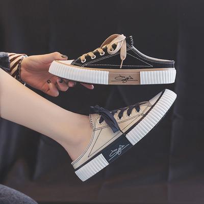 Женские тапочки, мюли, сандалии, летние туфли на низком каблуке с бантом, женские туфли 2024 года, черные, для молодежи, повседневные, обычные, BF