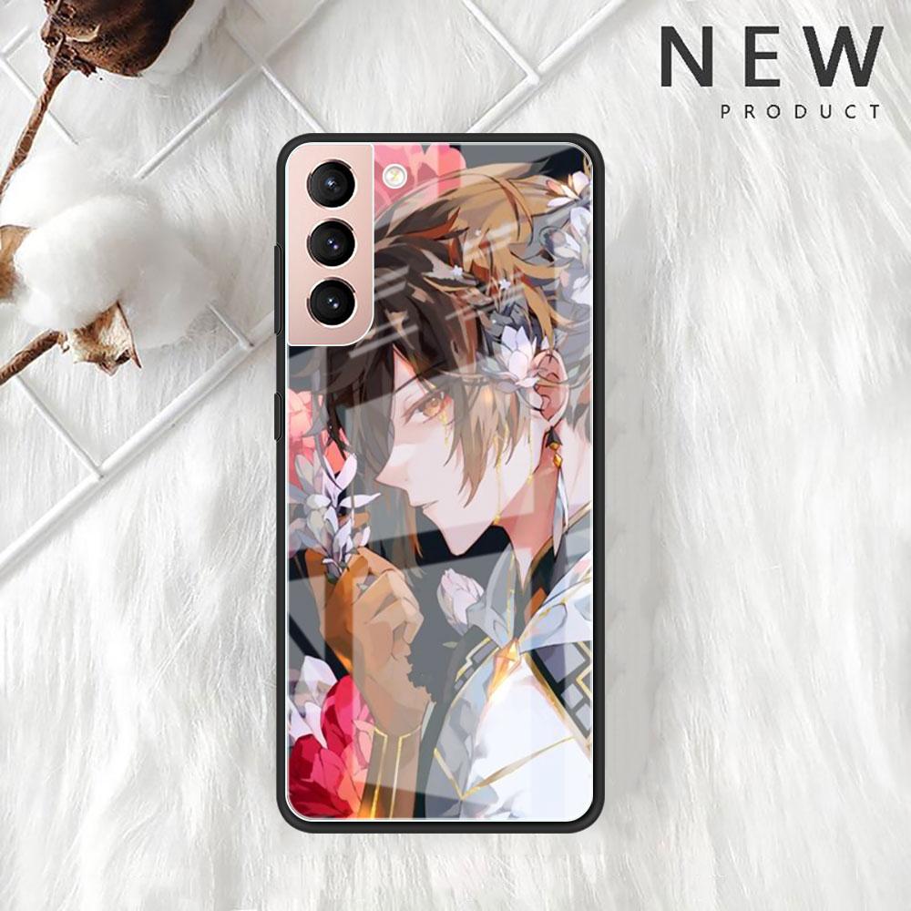 Чехол Genshin Impact Raiden Shogun Baal Glass для Samsung Galaxy S22 S20 FE S21 Plus, чехол для телефона S10 5G S9 Note 20 Ultra 10 Shell