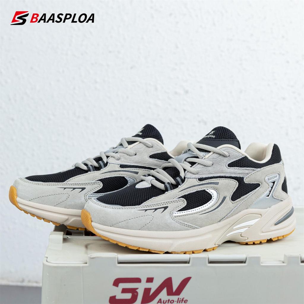 BAASPLOA Мужские дышащие кроссовки из кожи и сетки