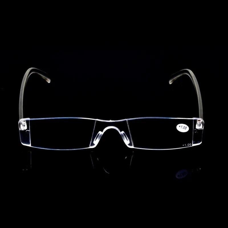 Men Women Frameless Reading Glasses Classic Resin Clear Lens Eyeglasses Fashion Ultralight Portable Presbyopia Eyewear