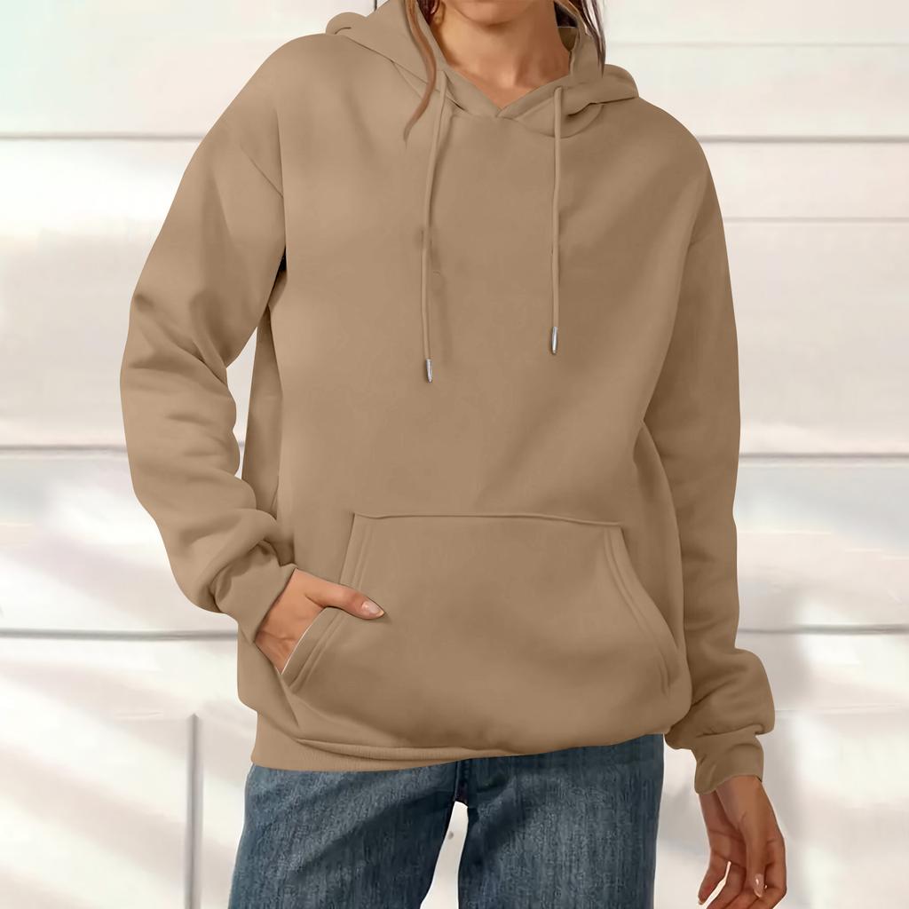 Women's Fashion Solid Color Casual Long Sleeve Hoodie