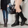Fashion Woman Flat Boots Low Rubber Hoof Heels Sewing PU Short Plush with Women's Rubber Boots Rain Low PU Hoof Heels Sewing Short Plush