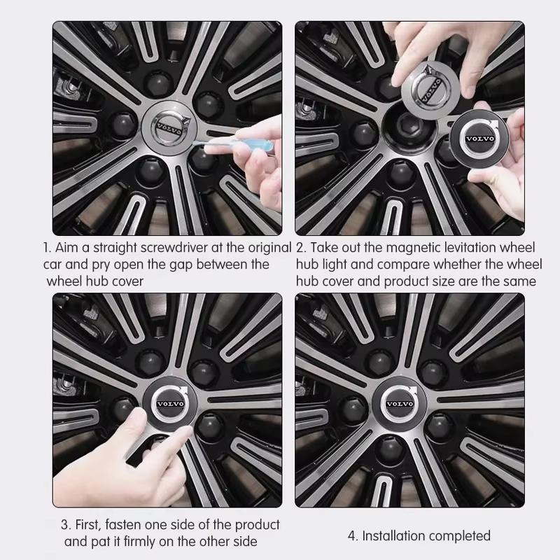 For Volvo Hub Light Car Wheel Caps Light Center Cover Lighting Cap Floating Illumination LED Auto For Volvo XC90 S60 S90 V90 V60