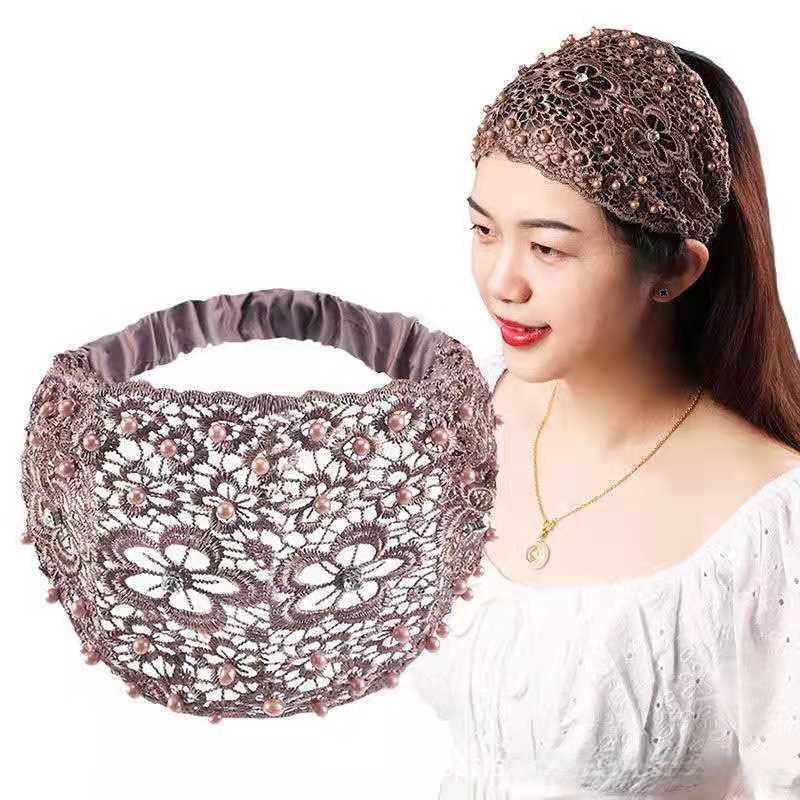 Korean Summer Pearl Lace Elastic Headband - Thin, Wide & Hollow Design Hair Accessory