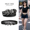 Shibuya Spice Hip Hop Punk Subculture Accessories Skull Hand Riveted Leather Belt Pants Triple Leather Ring