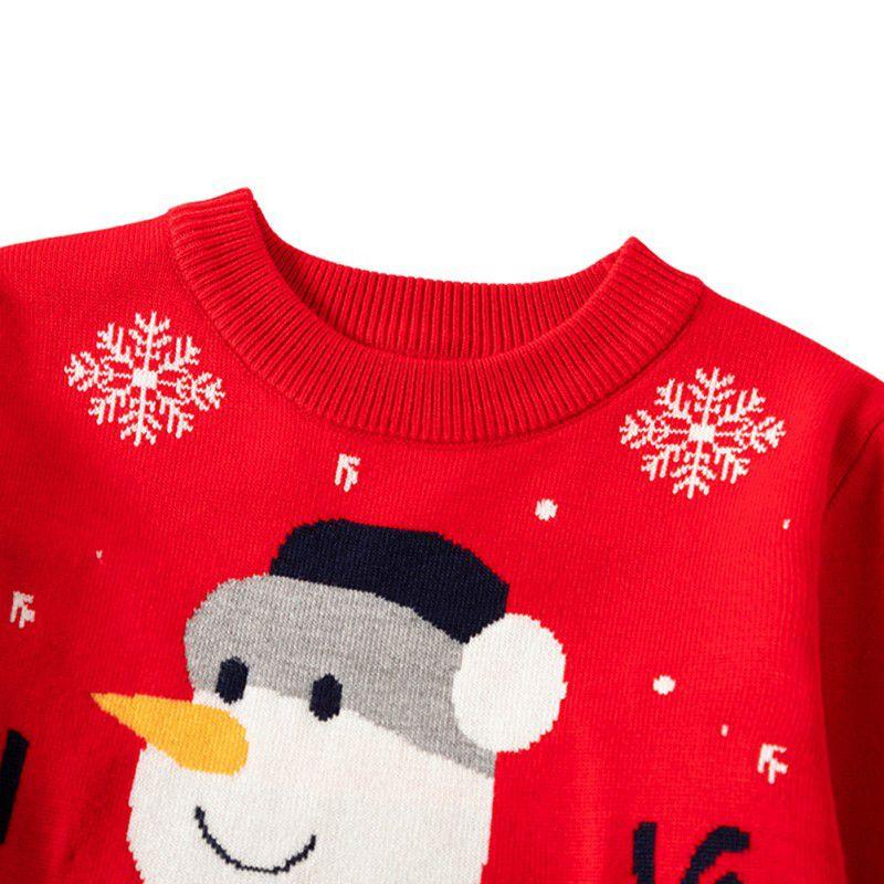 Kids Boys Girls Christmas Sweaters Cartoon Snowman Pullover For Toddler Autumn Winter Warm Long Sleeved Knit Children's Sweaters