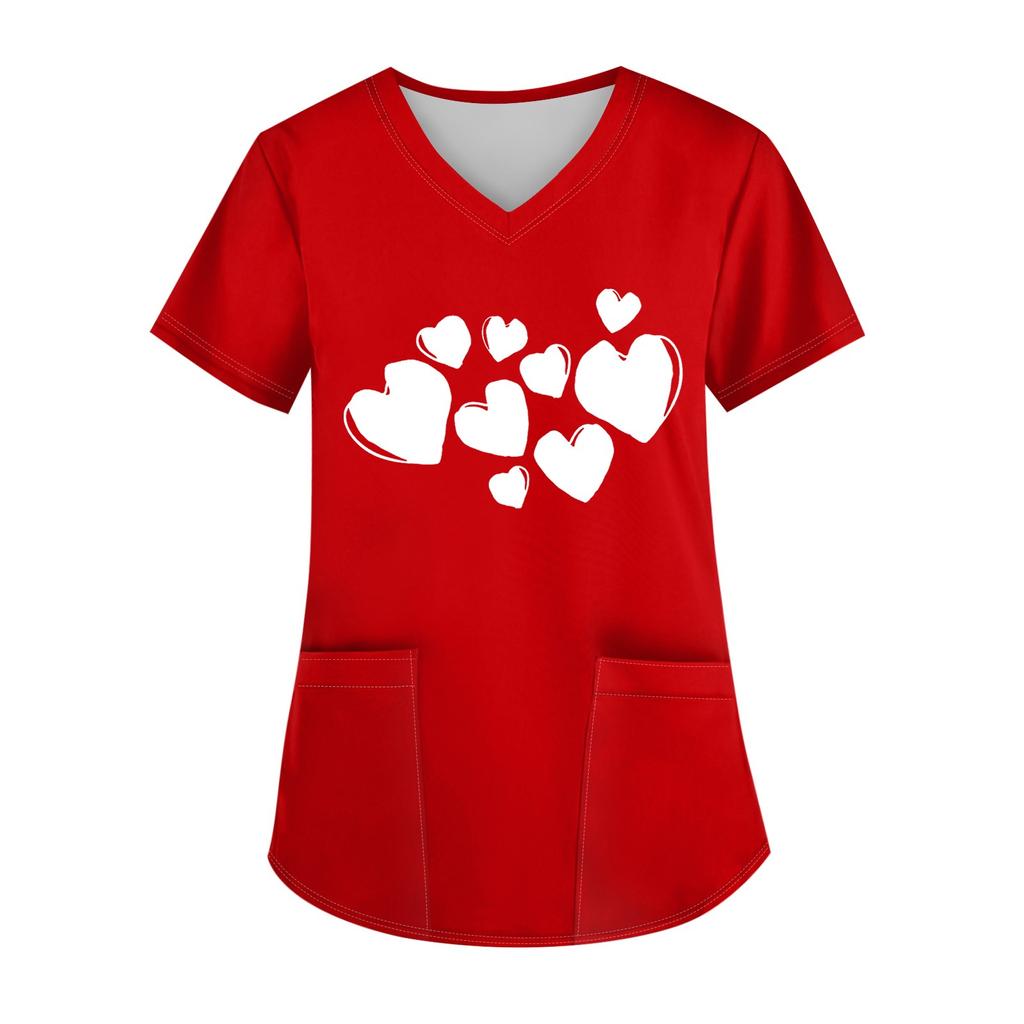 Женский свободный облегающий топ с принтом рождественского снеговика и V-образным вырезом, короткими рукавами и карманами