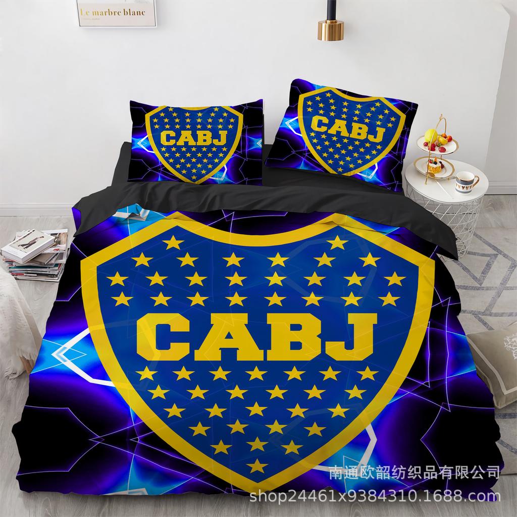 Size 3D Printed Football Club Standard Bedding Three-Piece Quilt Cover Pillowcase