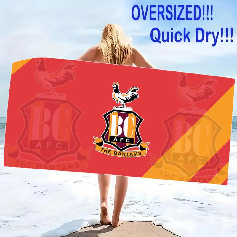 Bradford City FC Print Beach Towel, Large Soft Quick Dry Towel for Beach Camping Swimming