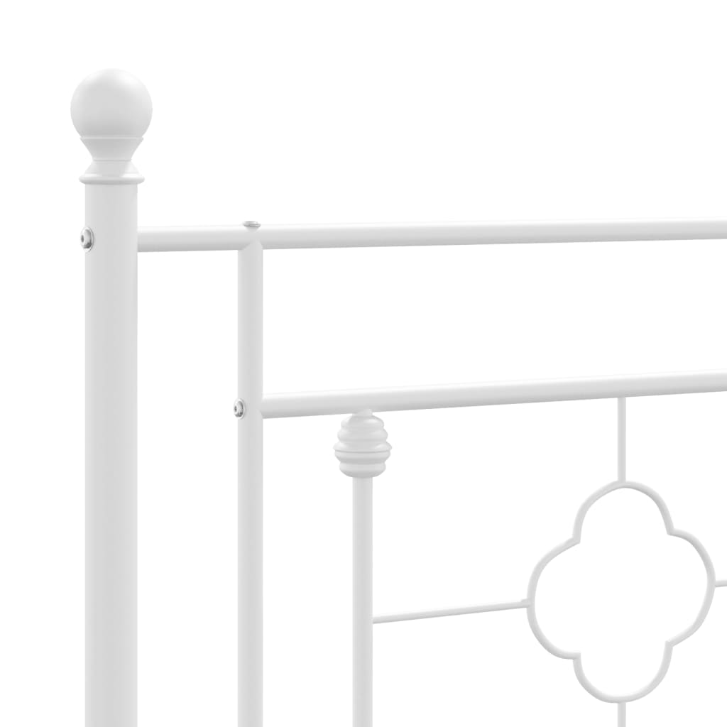 Bed Frame with Headboard and Footboard Metal White 135 x 190 cm
