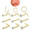 12-Piece Gold-Plated Diamond Nose Ring & Stud Set