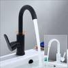 Bathroom Basin Faucets Black Sink Faucets Hot Cold Water Mixer Crane White Deck Mounted 360° Rotating Universal Water Taps