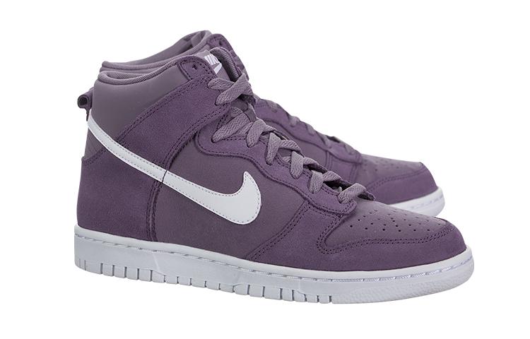 Nike Кроссовки Dunk High для детей, скейтбординга, белые с фиолетовым, для подростков 308319-500