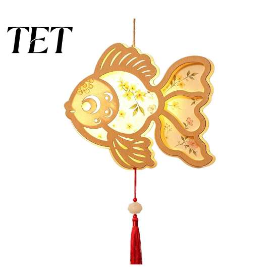 Quaint Wooden Frame Lantern DIY Chinese Ancient Style Kit, Light Up Handheld with LED String & Hanfu Photography Props Tassel, Rabbit Butterfly Lotus