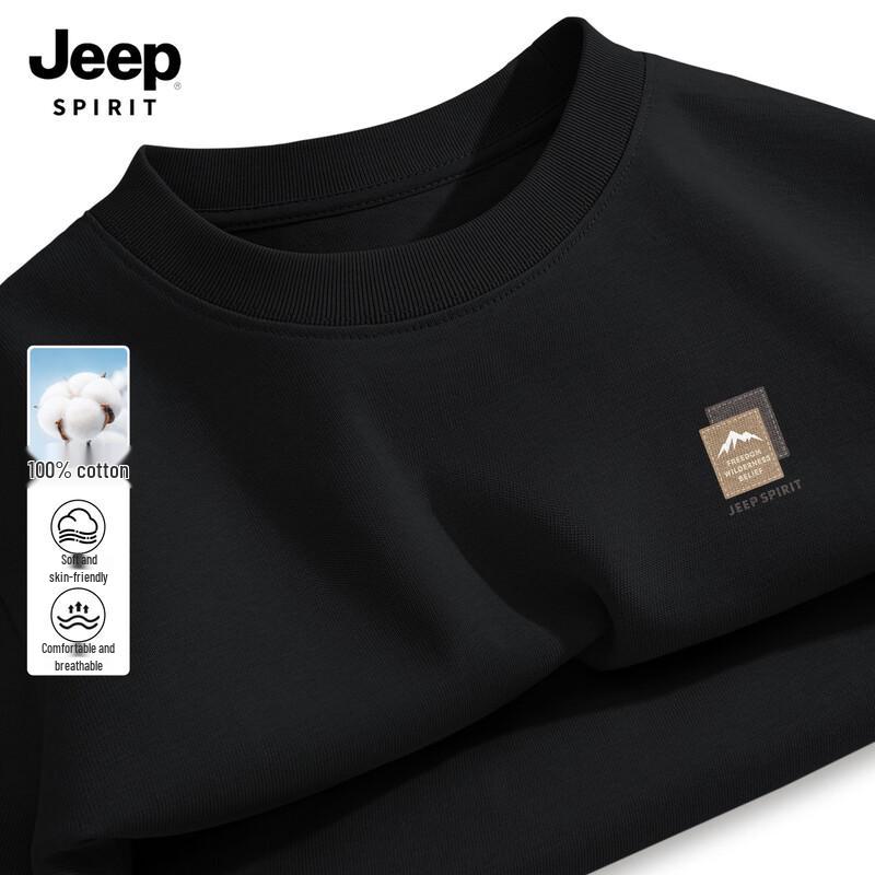 JEEP SPIRIT Men's 2026 New Printed Cotton Long Sleeve T-Shirt