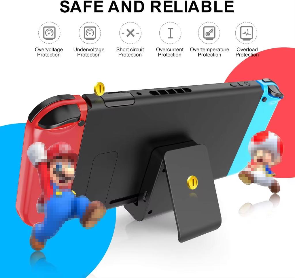 Док-станция LinYuvo для зарядки Nintendo Switch/Lite/OLED, портативная регулируемая подставка для зарядки Switch с портом USB Type C