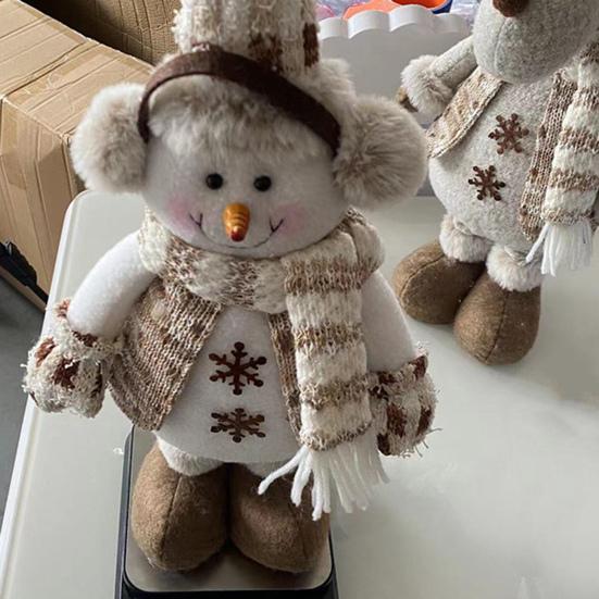 Рождественская кукла-снеговик, украшение, выдвижные длинные ноги, вязаный шарф ручной работы, плюшевые наушники, Рождественский настольный орнамент в виде лося, праздничный праздничный подарок