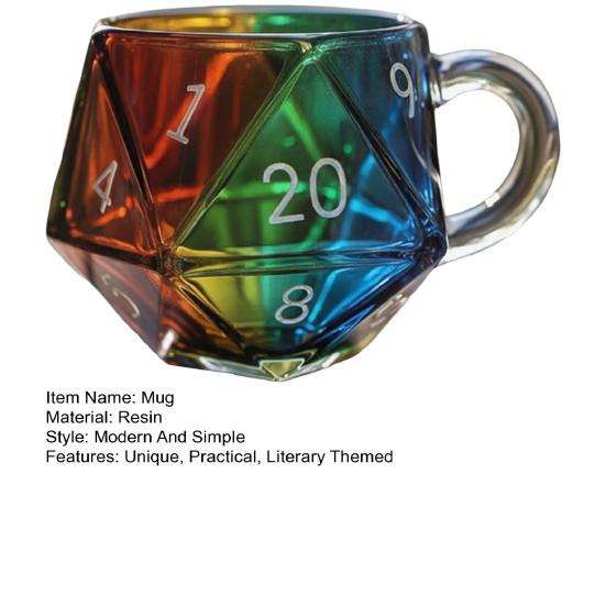 Rainbow Dice Mug Glass Tea Cup Multicolor Funny Coffee Cup