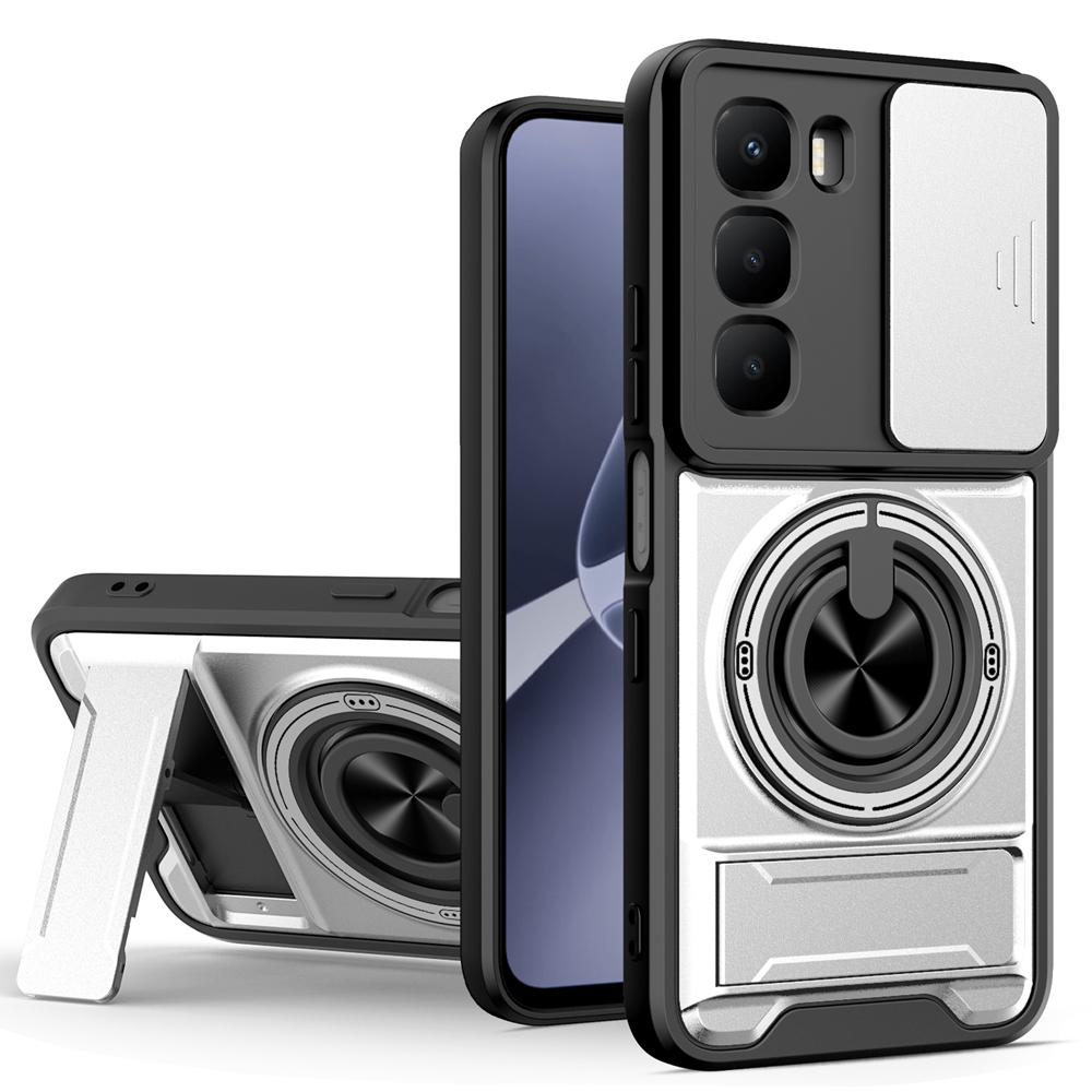 KEYSION Магнитный чехол для телефона Infinix Hot 60i 4G 60 5G Hot 60 Pro Защита камеры со сдвижной крышкой Вертикальная подставка Ударопрочный чехол