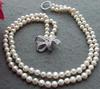 NEW Design Natural Freshwater Pearls 2Strands 8-9MM White Pearl Necklace