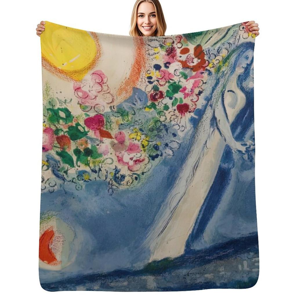 Lovers in the Sky of Nice by Marc Chagall Throw Blanket Long Lasting Soft Plush Blanket for Daily Use