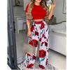 Women's Short-Sleeve Two-Piece Printed Trousers Set