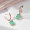 Кинель квадратные сине-зеленые висячие серьги с натуральным цирконом для женщин, розовое золото, бутиковые ювелирные изделия, вечерние украшения