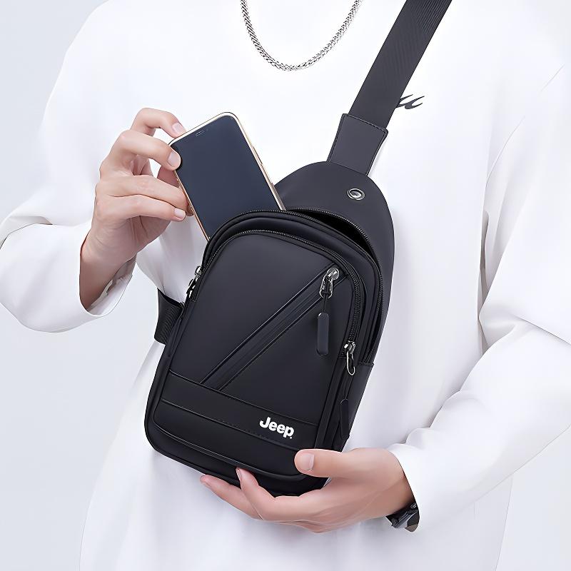 Jeep Mens Crossbody Bag High-Value Outdoor Cycling Shoulder Bag Casual Convenient Chest Bag Men bags Black PP51X01039