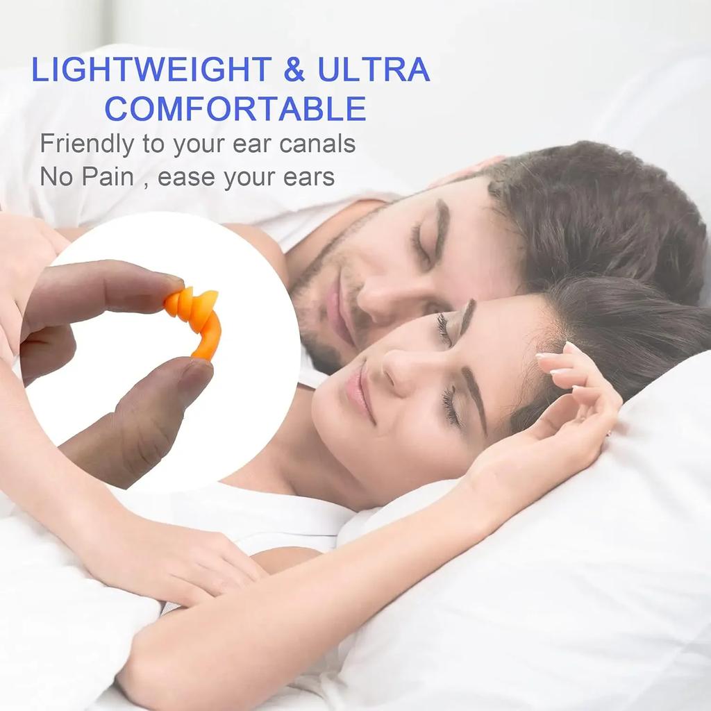 Reusable Silicone Earplugs Individually Wrapped Hearing Protection Sleep Noise Cancelling Ear Plug with Cord Anti-lost Earbuds