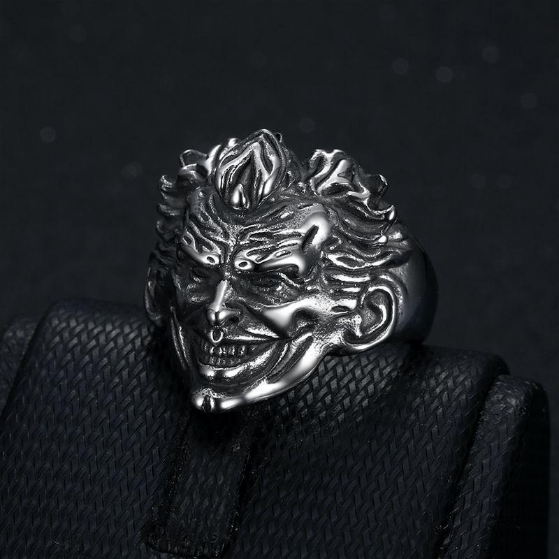 New Punk Ring Retro Clown Head Three-dimensional Engraving Men's Ring