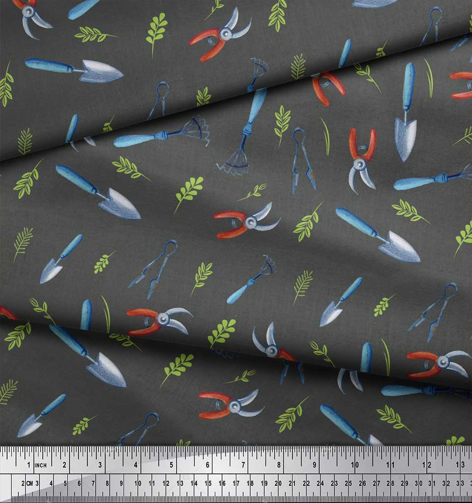 Soimoi Черная полиэстеровая креповая ткань для садовых инструментов, фурнитура, напечатанная ткань для рукоделия на метр 42 дюйма