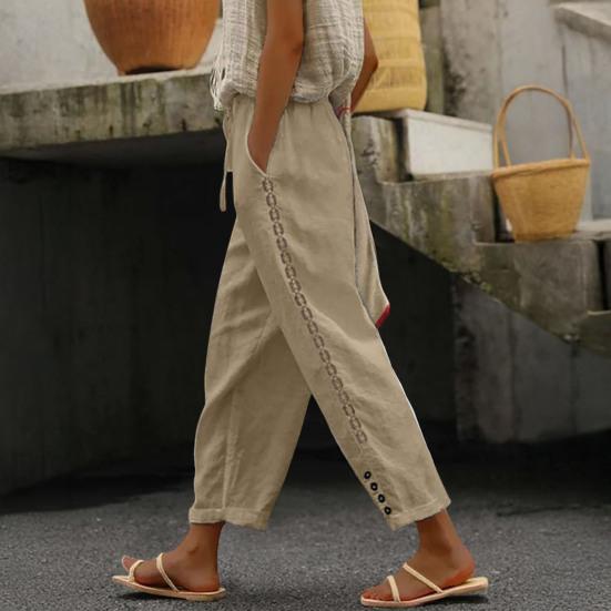 Женские повседневные брюки, легкие, дышащие, универсальные брюки с регулируемой резинкой на талии, удобные карманы, повседневная одежда