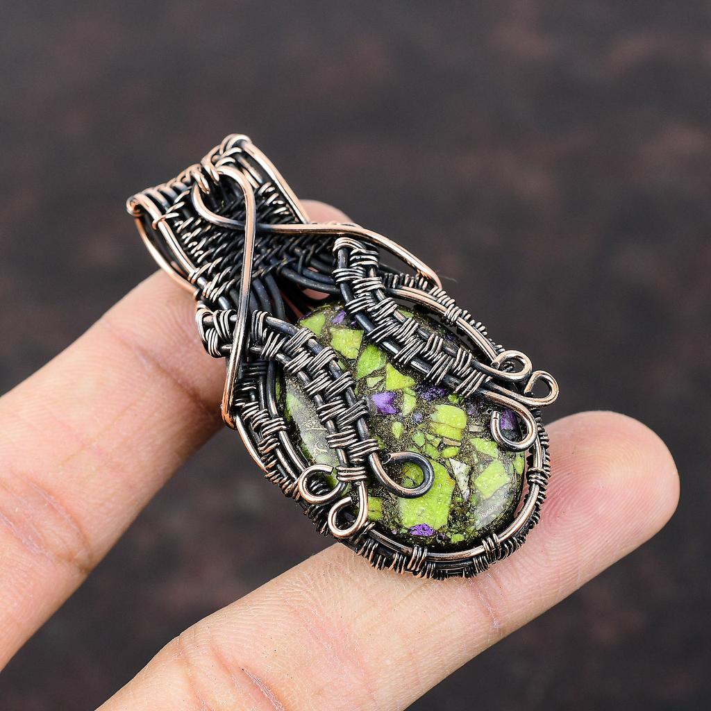 Подвеска из медного стихтита, подвеска из медной проволоки с драгоценным камнем, ювелирное изделие ручной работы, совершенно новая подвеска, медные украшения для подарка, подвеска из проволоки