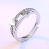 Korean Style Heart-Shaped Silver Ring Women's Open Wedding Fashion Inlaid Zircon Zirconium Ring Fashion
