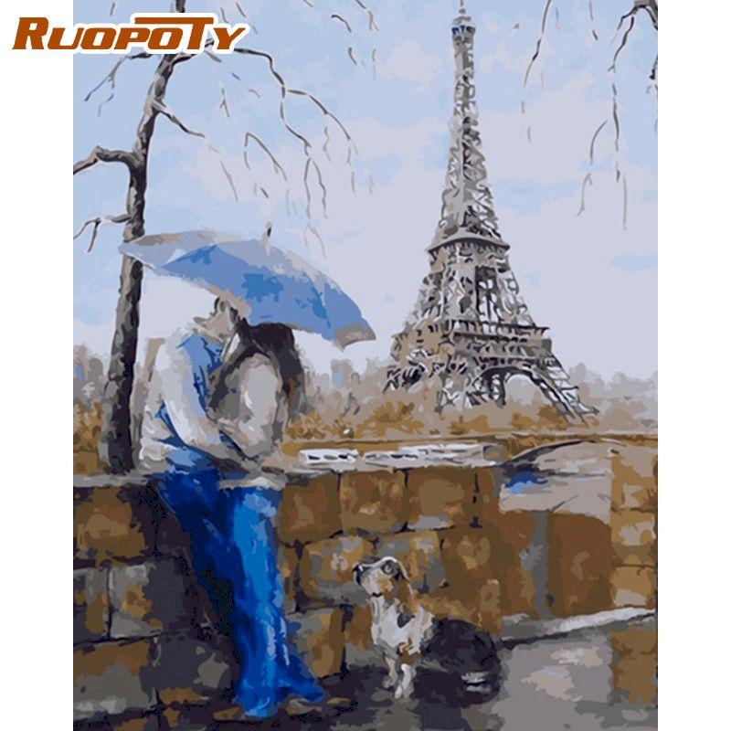 RUOPOTY Картина любовника по номерам, наборы, ручная роспись, рисунок маслом «сделай сам», картина маслом по номерам, украшение для дома, гостиной