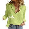 Women Fashion Long Sleeve Cotton Linen Shirt Summer&autumn Loose Print Top Ladies Casual Button-up Blouses