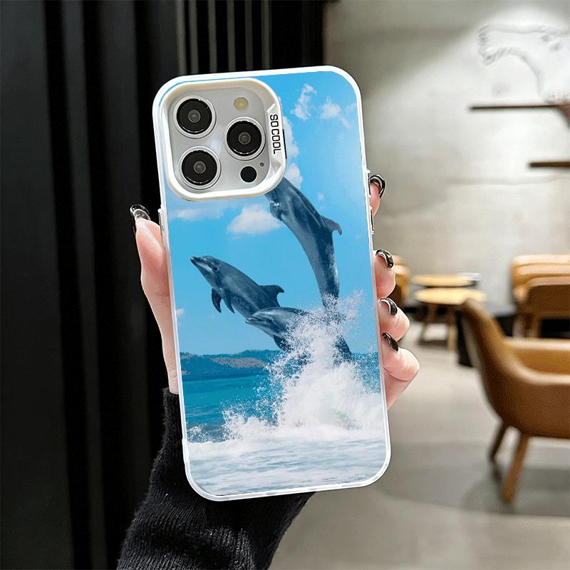 Ocean Cute Dolphin Shockproof Phone Case for iPhone 17 Air 16 16E 15 Pro Max 14 Plus 13 Mini 12 Back Cover Anti Fall Fundas