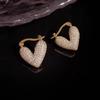 High Quality Micro Inlaid Zircon Heart Earrings Exquisite Gentle and Small Earrings Versatile Daily Earrings