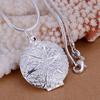Women Photo Locket Hollow Round Pendant Snake Chain Necklace Gift