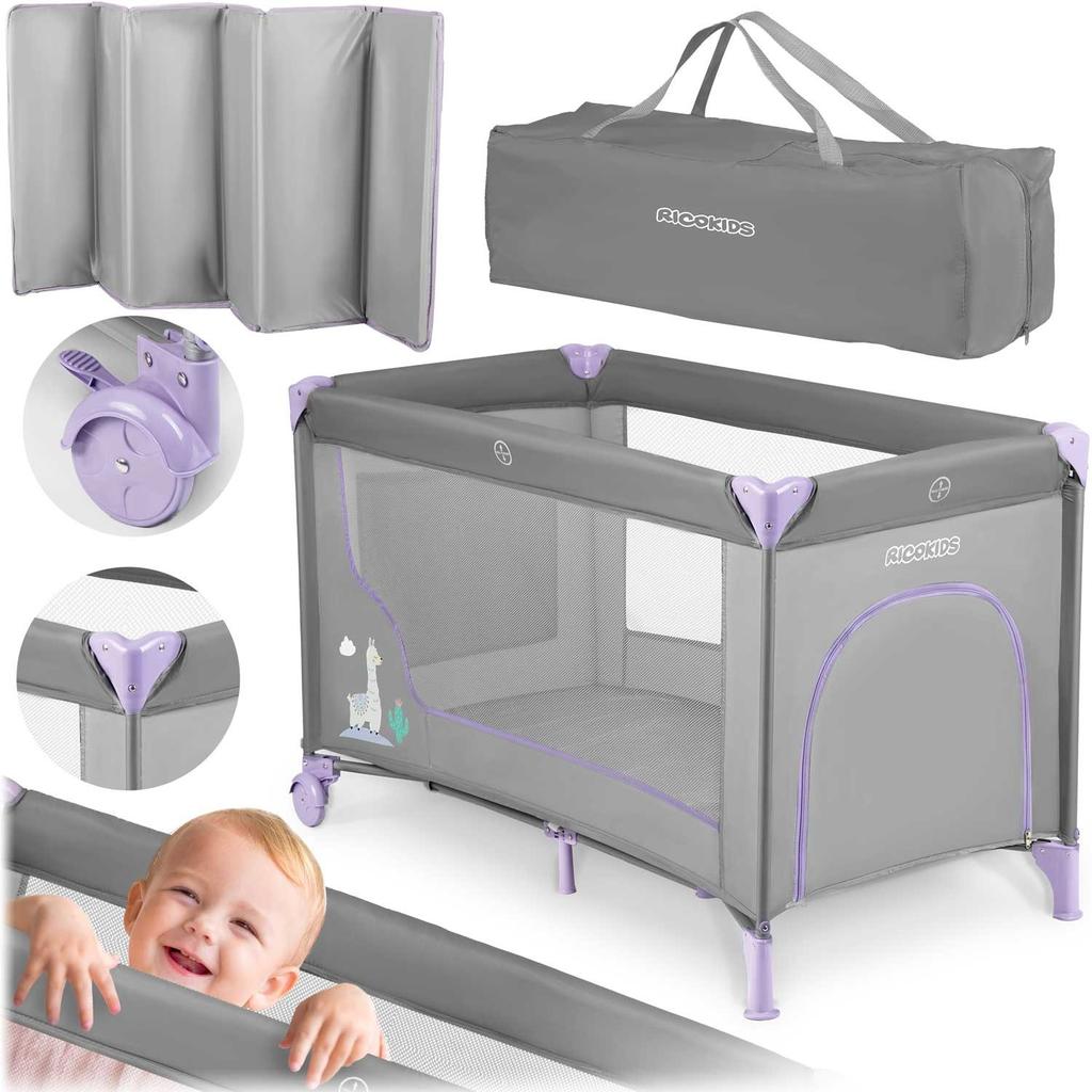 Travel Cot 125 X 65 X 78 Cm RK-240 Gray-lavender