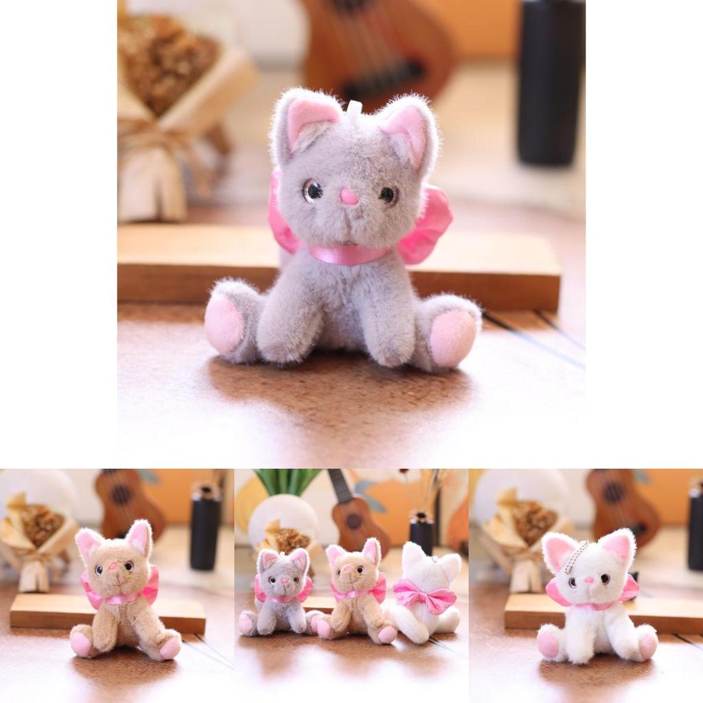 Animal Plush Cat Doll With Soft Fabric For Bag Hanging And Gift Use