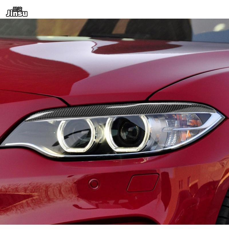 Carbon Fiber Glass Headlight Eyebrows Eyelid Sticker for BMW 2 series coupe 2014 - F22 F23 218i 220i 228i M235i F87 M2 2Pcs